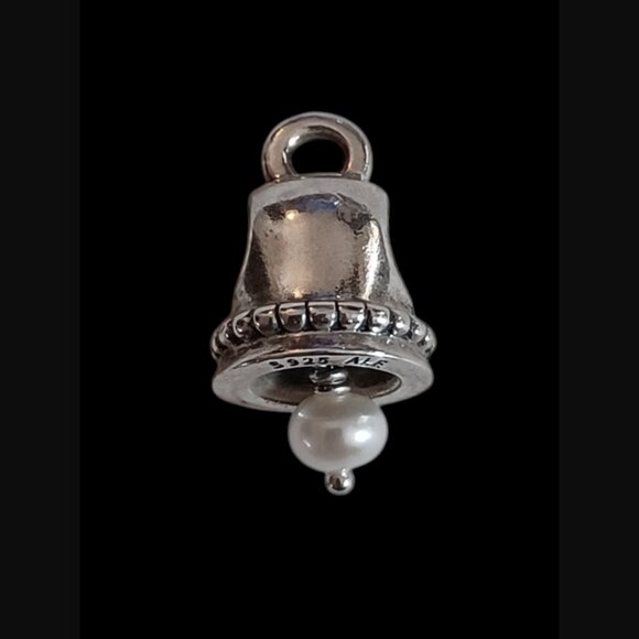 Pandora Retired Sterling Silver Pearl Bell 790517p Freshwater Pearl Charm - Picture 2 of 8
